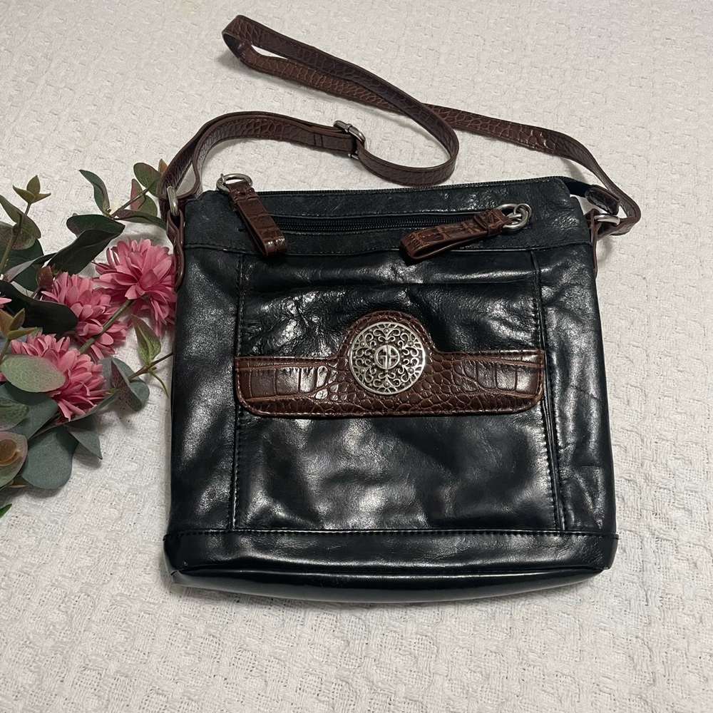 Giani Bernini Black & Brown Crossbody Organizer - Professional ~ Soft Leather